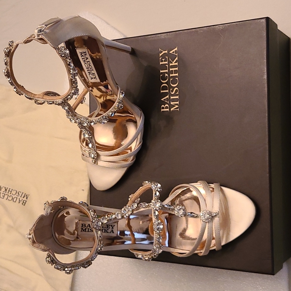 Badgley Ivory Satin Heels